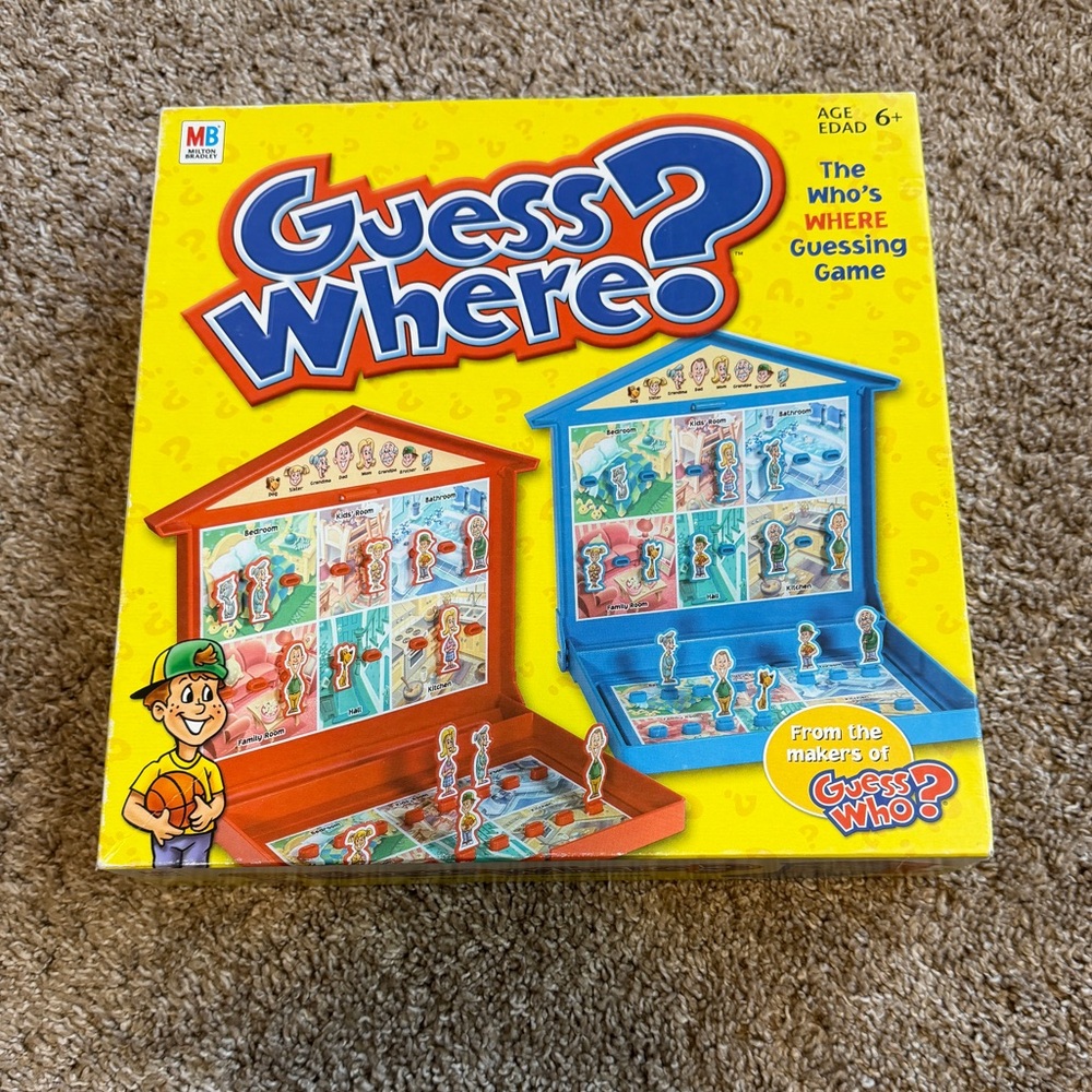 Guess Where? Vintage 2004 Guessing Board Game COMPLETE 2 Players ONE BROKEN PART